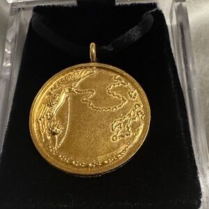 Erte GoldTone Double Side Round Pendant